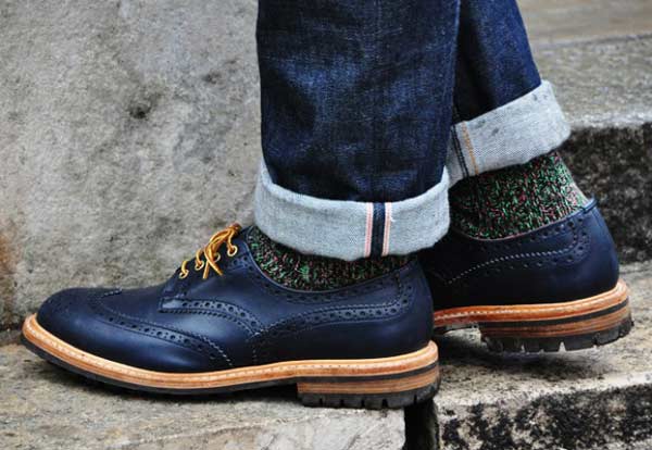 Brogue winter navy boot for men