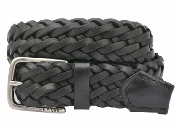 mens leather belts black weave